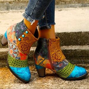 🆕 Colorblock Mulit Patter Boots